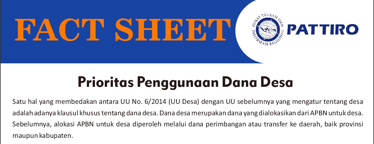fact sheet Dana Desa  100% Infrastruktur