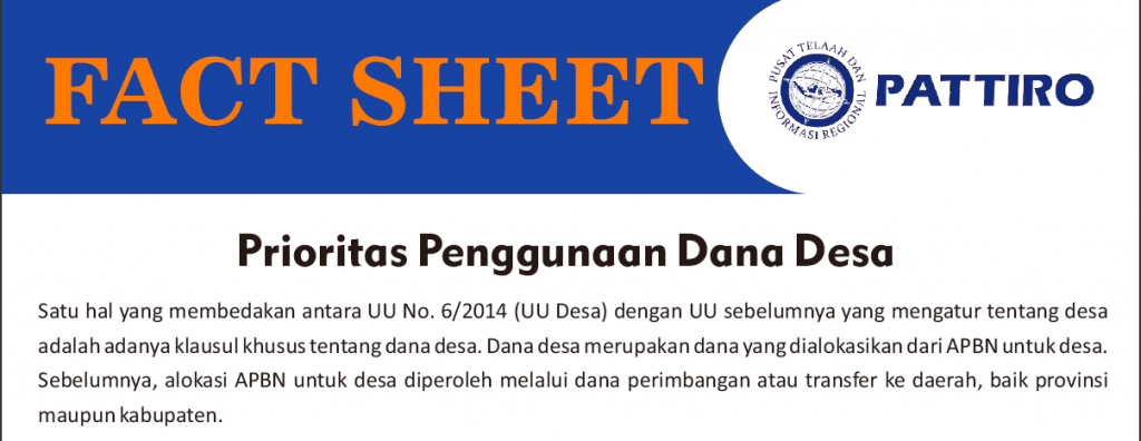 fact sheet Dana Desa  100% Infrastruktur