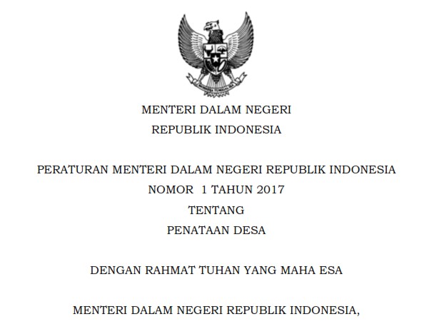 PERATURAN MENTERI DALAM NEGERI REPUBLIK INDONESIA NOMOR 1 TAHUN 2017 ...